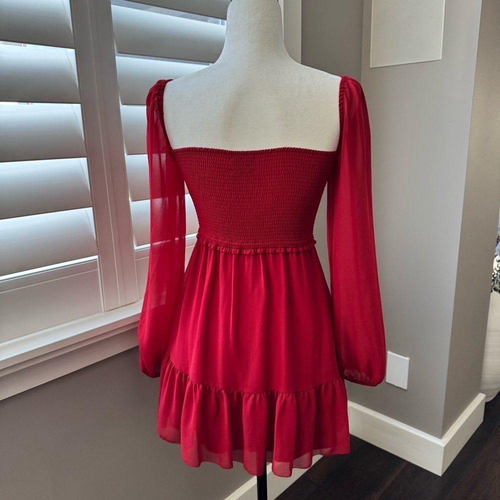 Aritzia - Wilfred Elegant Red Smocked Dress - Picture 3 of 6